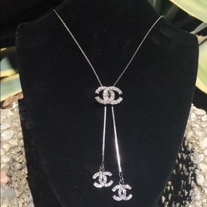 Authentic Chanel rhinestone lariat necklace